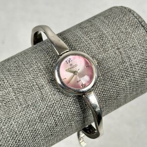Minicci Watch Womens 21mm Pink Dial Curved Band Silver Tone 6.5" New Battery